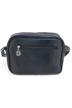 Borsa a tracolla nera con tasca zip Emma spagnesi PU2783