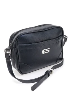 Borsa a tracolla nera con tasca zip Emma spagnesi PU2783