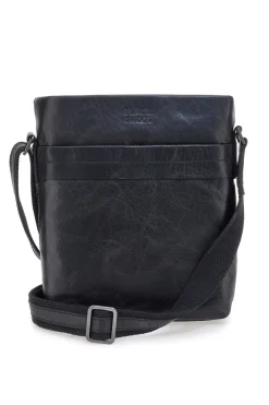 Borsa a tracolla nera in pelle con tracolla regolabile Black Shoot BS2883/T