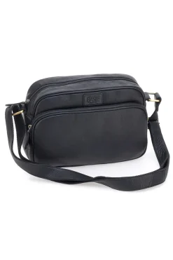 Borsa a tracolla nera in vera pelle artigianale Basile BA3540DX