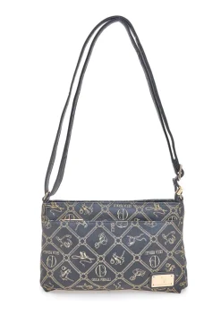 Borsa a tracolla nero stampa logo Giulia Pieralli GP431