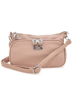 Borsa a tracolla rosa cipria con doppia zip Emma Spagnesi PU1804