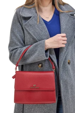 Borsa a Tracolla Rossa con dettagli Dorati Double Check 1824C