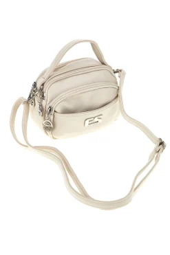 Borsa beige a mano con tracolla e zip multiple Emma spagnesi PU1808