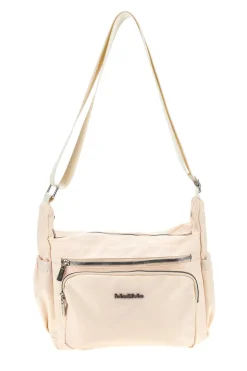 Borsa beige con zip multiple e tracolla regolabile Me & me spa 8059