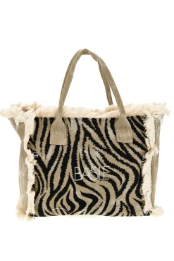 Borsa Beige e nera animalier con frange Basile CLASSBA22224