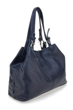 Borsa blu a spalla in vera pelle N.B. 021