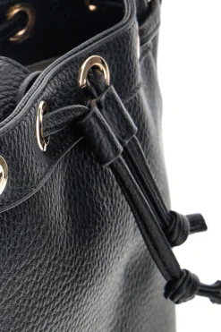 Borsa Bucket Nera con Coulisse e Dettagli Dorati Basile BA1277DOLL