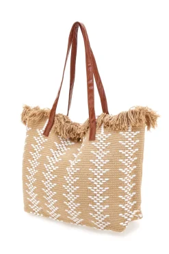 Borsa Mare con Frange Beige First Lady Y004