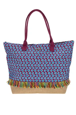 Borsa mare multicolore con frange Basile BA22217