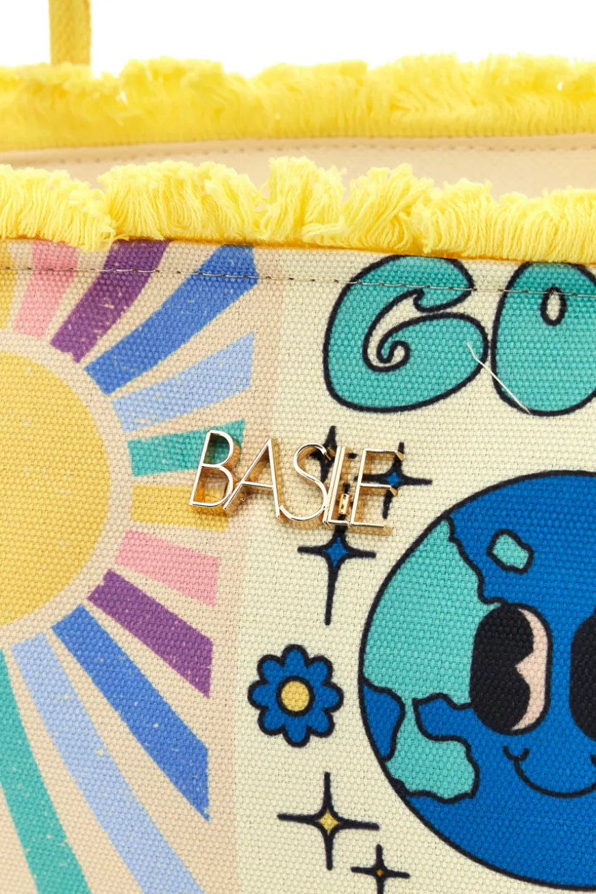 Borsa mare multicolore con frange Basile BA23721