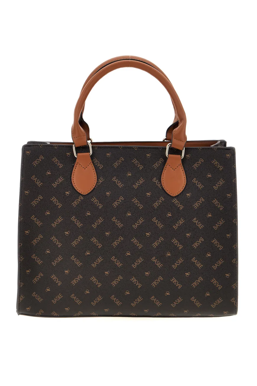 Borsa marrone logata Basile BA1145LOG