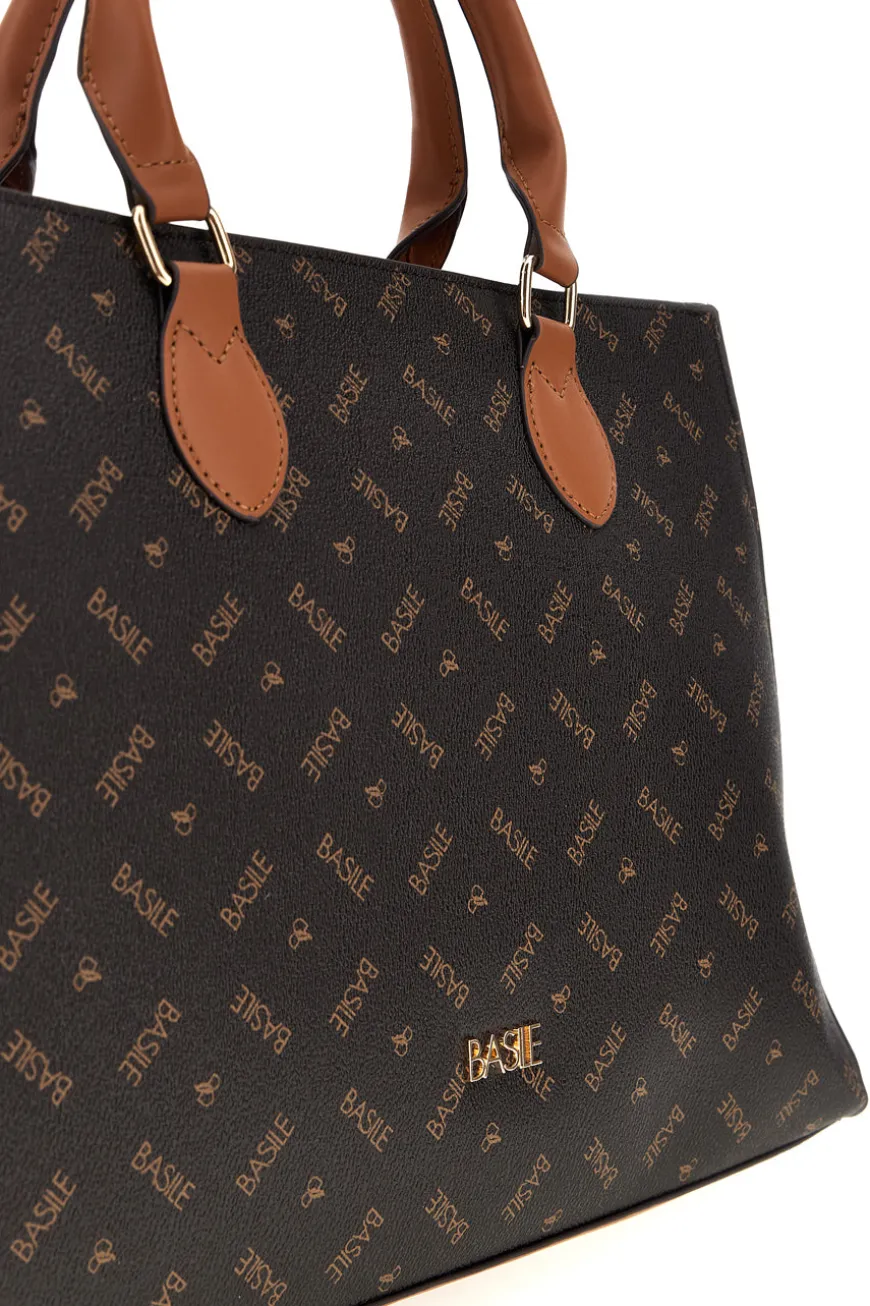 Borsa marrone logata Basile BA1145LOG