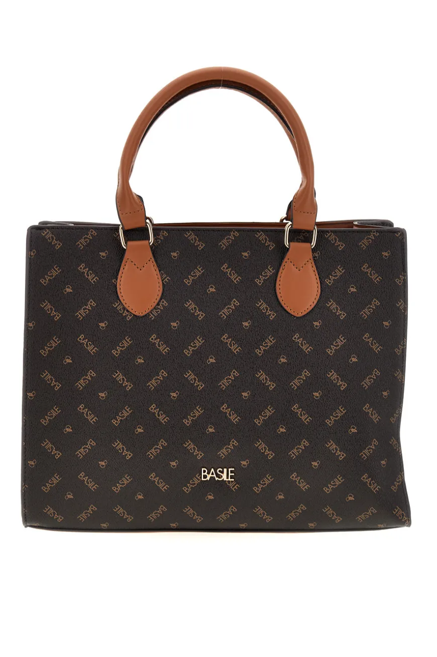 Borsa marrone logata Basile BA1145LOG