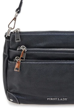 Borsa nera con manico corto e tracolla inclusi First Lady SL 18852