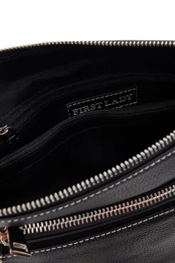 Borsa nera con manico corto e tracolla inclusi First Lady SL 18852