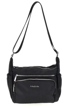 Borsa nera con zip multiple e tracolla regolabile Me & me spa 8059