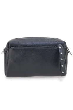 Borsa nera in vera pelle con tracolla e tasche interne First Lady SL 99138