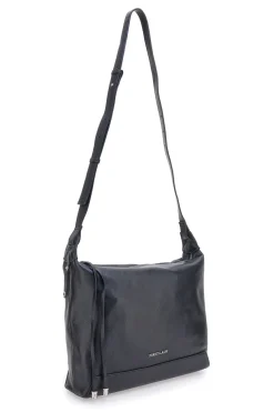 Borsa nera in vera pelle con tracolla e borsellino incluso First Lady SL 8801