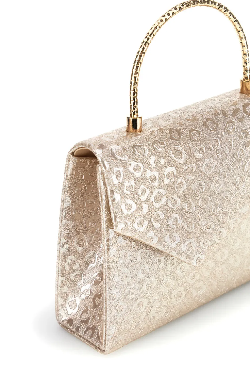 Borsa oro con texture animalier e tracolla a catenella Nbg SERA/3488