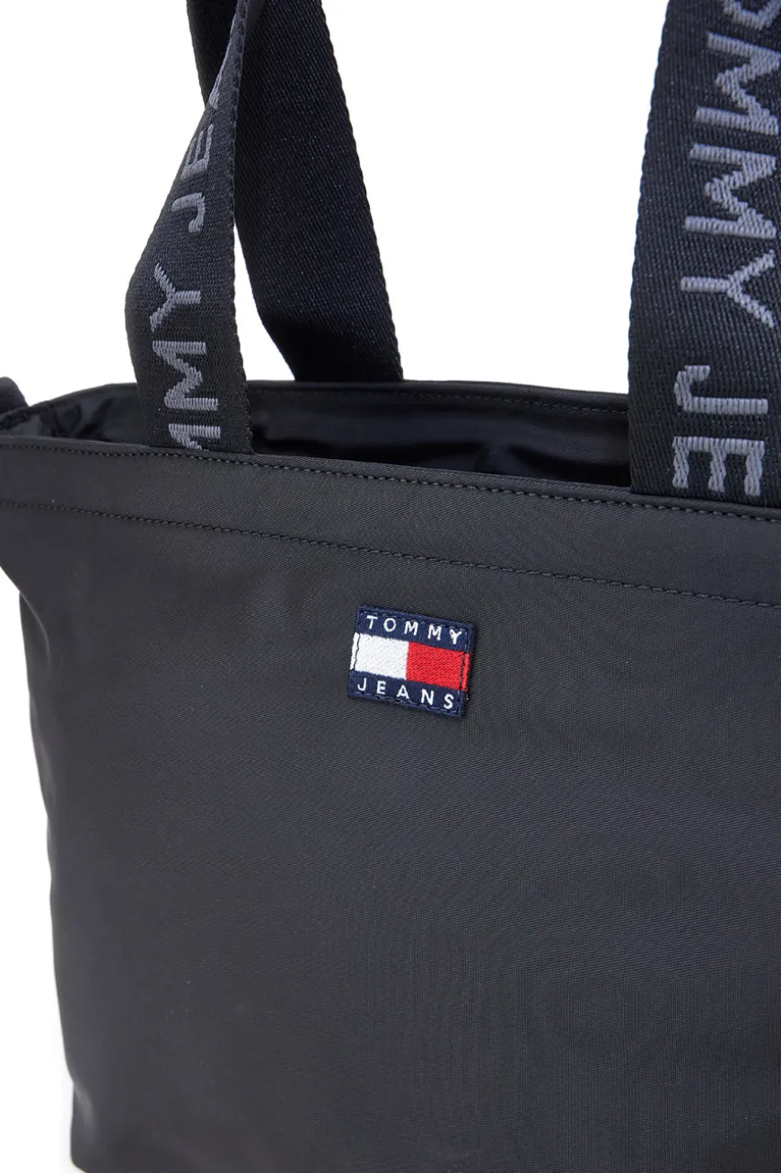 Borsa shopper mini nera in tessuto con manici logati Tommy Jeans Daily Mini Tote
