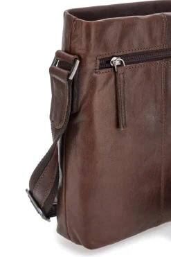 Borsello a tracolla marrone in pelle con tracolla regolabile Black Shoot BS2883/T