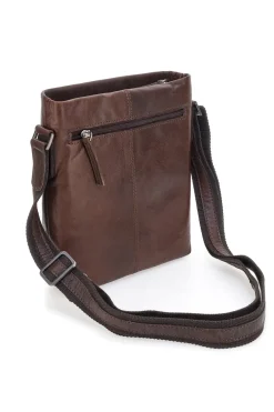 Borsello a tracolla marrone in pelle con tracolla regolabile Black Shoot BS2883/T