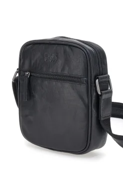 Borsello a tracolla nero compatto con zip frontale Black Shoot BS2355/T