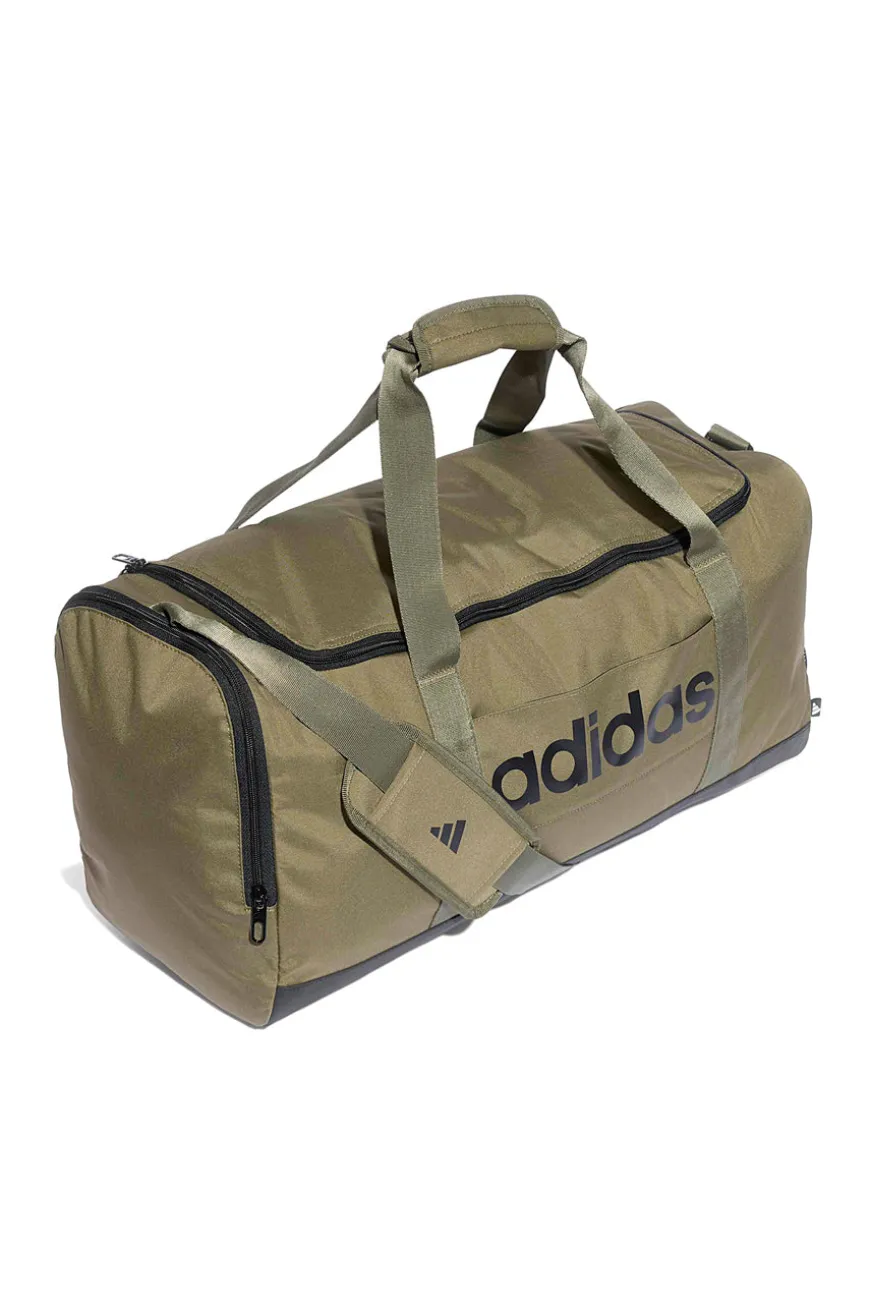 Borsone verde con logo laterale Adidas Linear Duffel