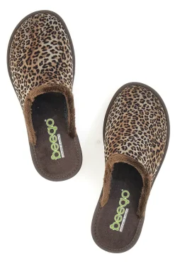 Braune Animalier-Hausschuhe Beego 6332