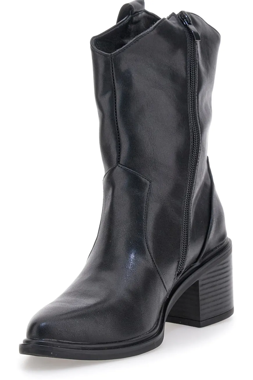 Café Cost 70295T06 Schwarze Texaner-Stiefeletten mit Blockabsatz