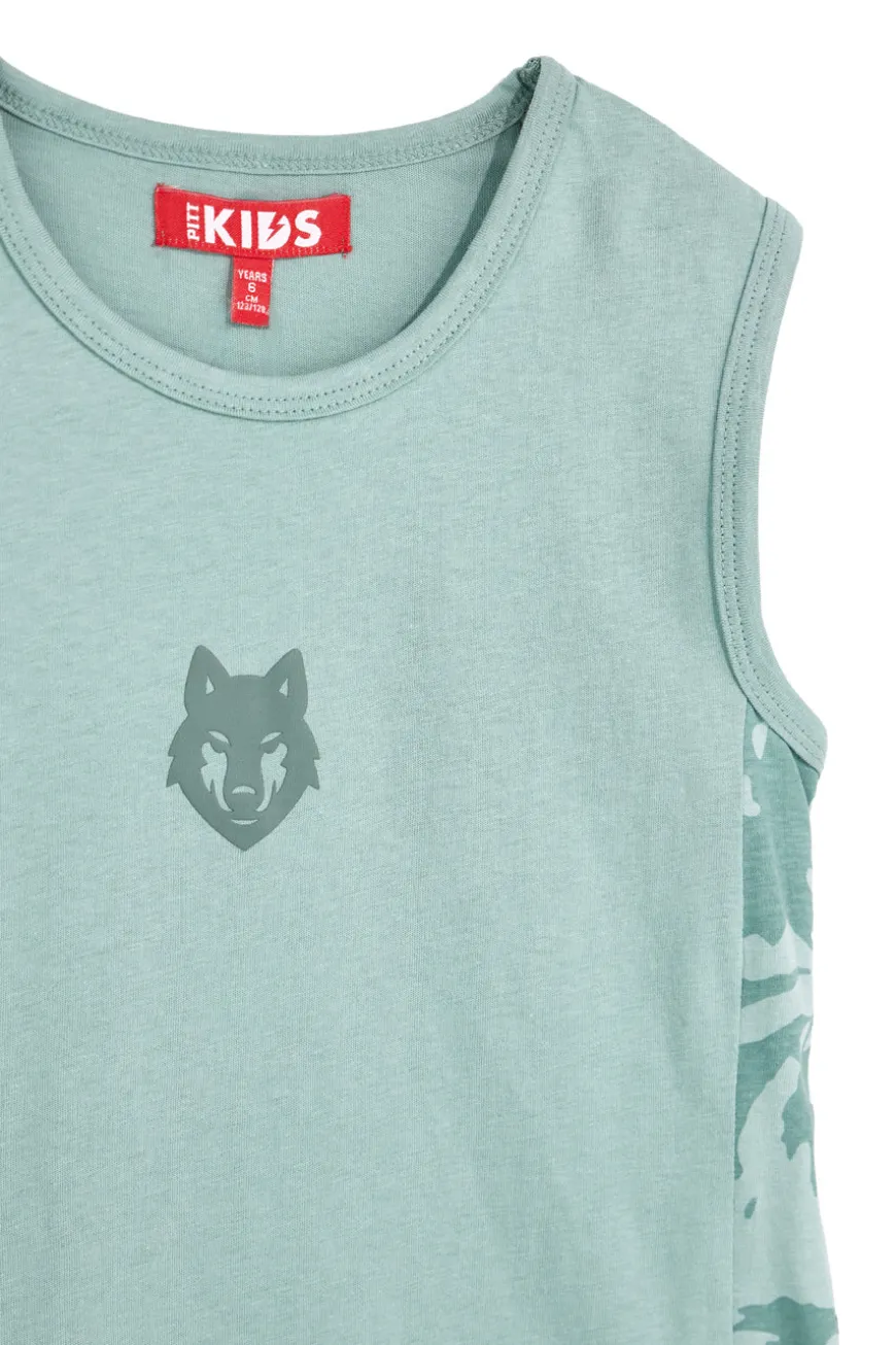 Canotta verde con stampa lupo Pitt kids PT-B-T-9007