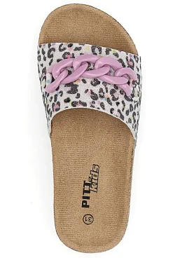 Ciabatta Leopardata rosa e bianca PITT KIDS 14400