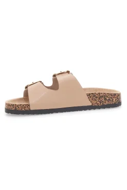 Ciabatte beige con doppia fascia e fibbie decorate Me & Me 14604