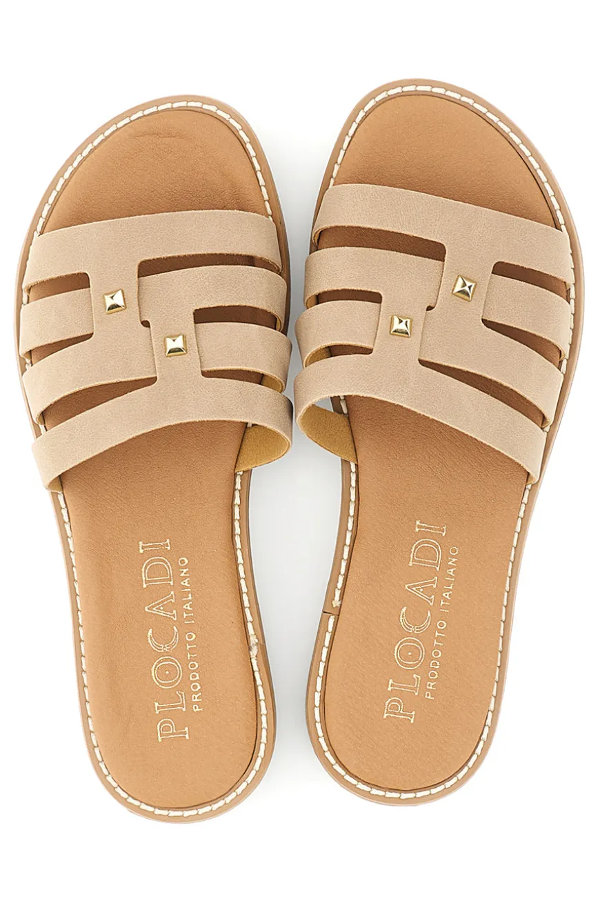 Ciabatte beige con fasce sagomate Plocadi MAT0