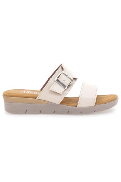 Ciabatte beige con fibbia e fondo rialzato LINEA COMODA 8164V