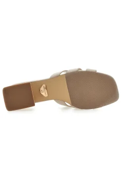Ciabatte Beige Con Tacco A Blocco Laura Biagiotti 9028