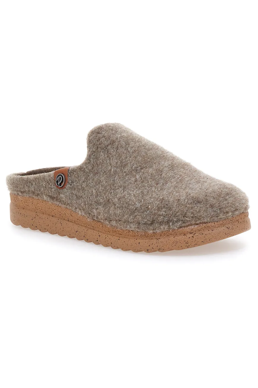 Ciabatte beige in feltro con suola ergonomica Plocadi 11902LO