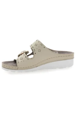 Ciabatte beige traforate con doppia fibbia comfort TIGLIO 54344