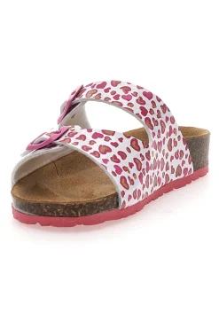 Ciabatte Bianche con Cuori Rosa e Doppia Fibbia PITT KIDS 40021CUV