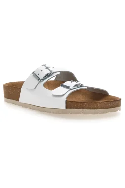 Ciabatte Bianche con Doppia Fascia e Sottopiede in Pelle INBLU 20 ND