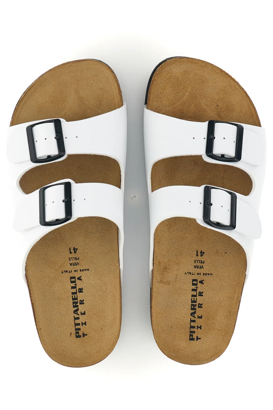 Ciabatte bianche con doppia fibbia Pittarello tierra 335A038SR