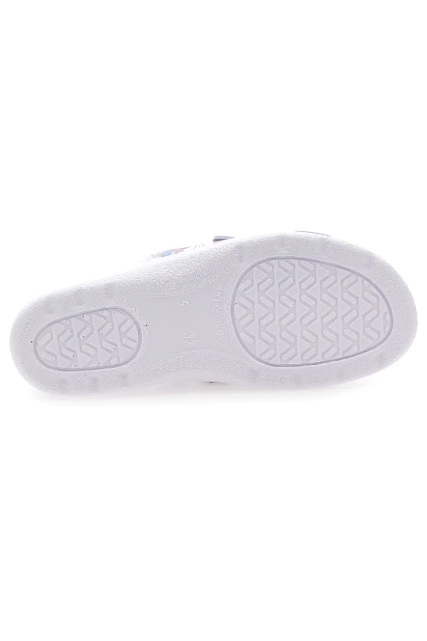 Ciabatte Bianche con fiori multicolor e doppia fascia antiscivolo Best Medical 122F