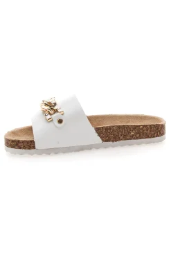 Ciabatte bianche con maxi catena oro Pitt Kids 14450