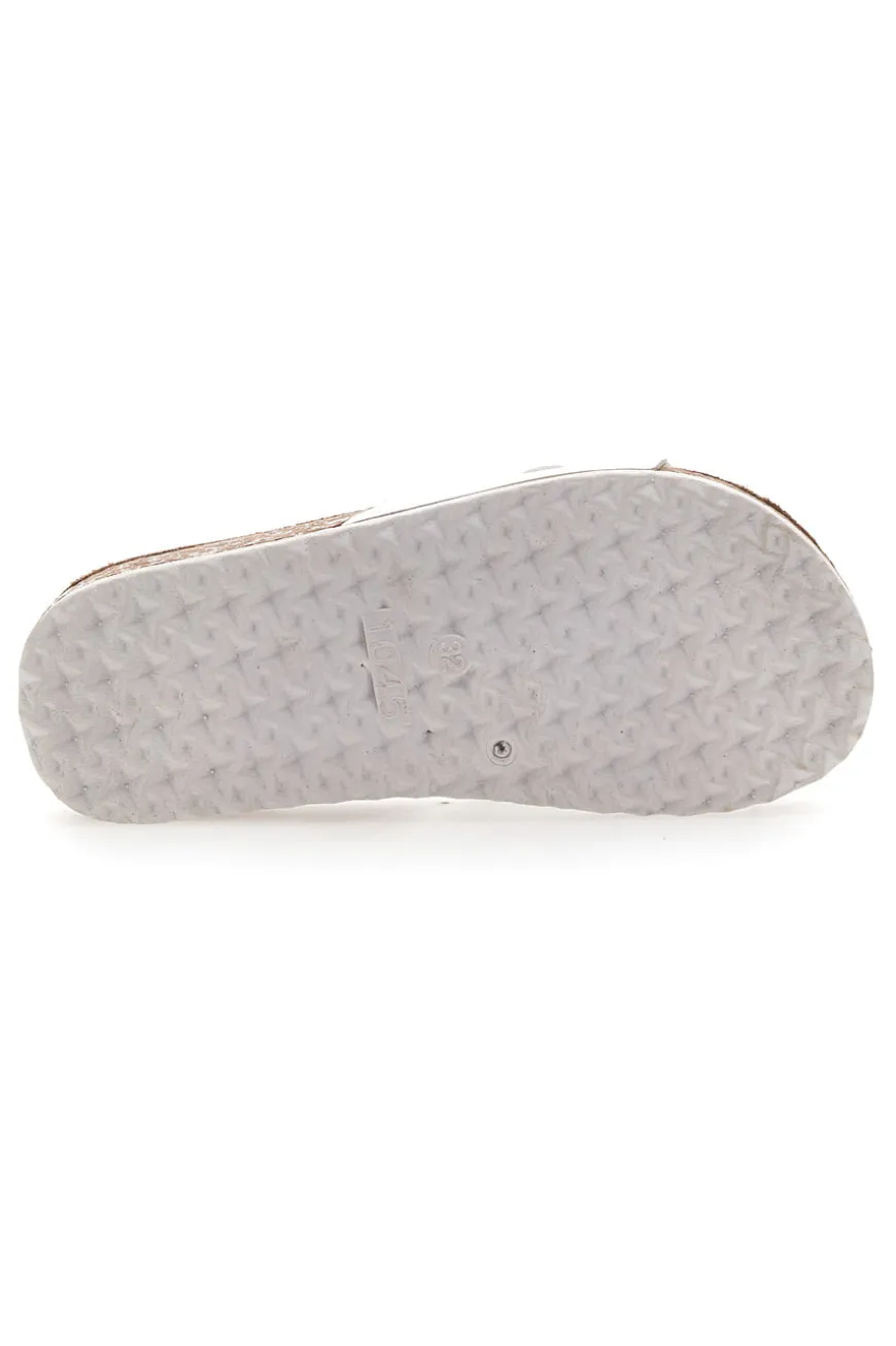 Ciabatte bianche con maxi catena oro Pitt Kids 14450