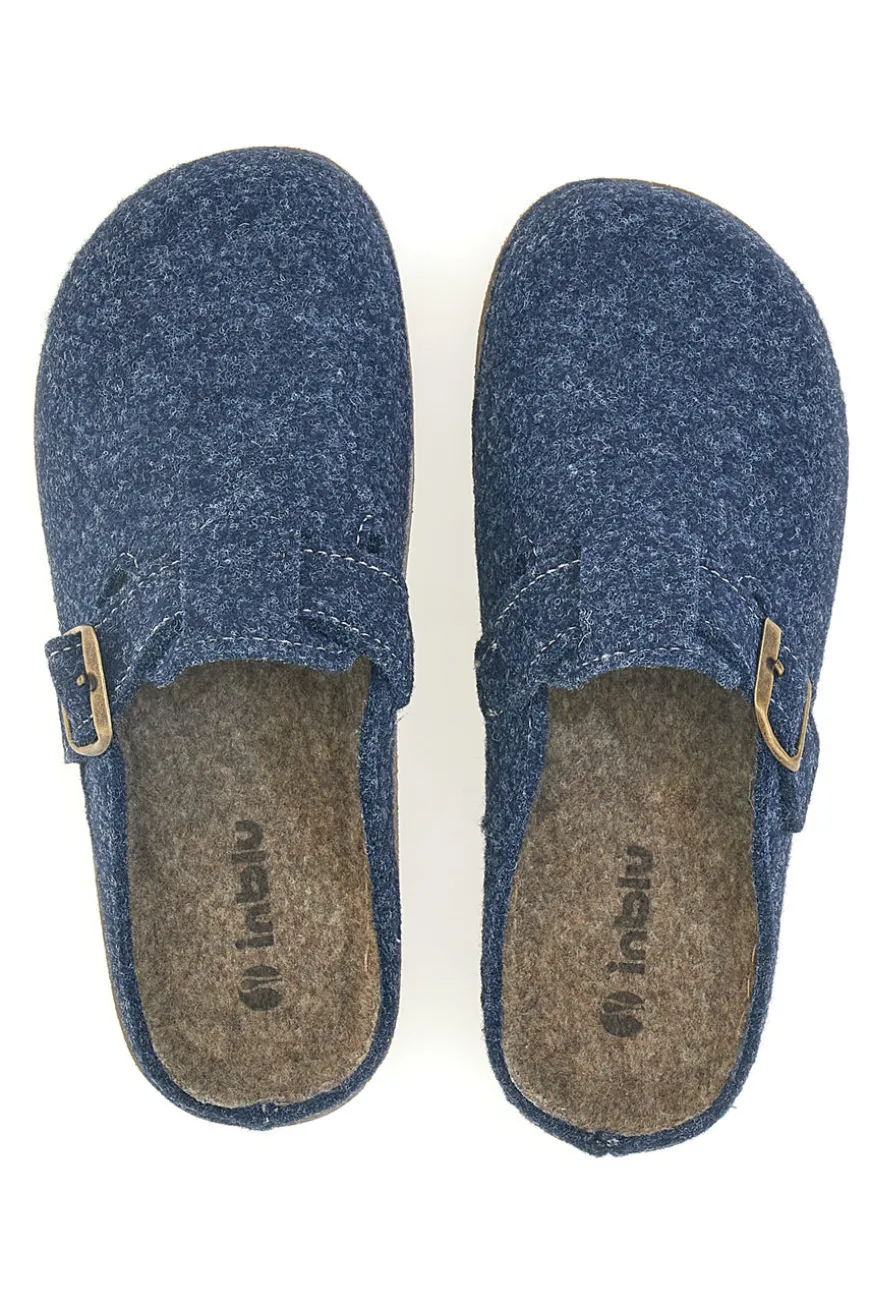Ciabatte blu in feltro con fibbia decorativa Inblu 27 ED