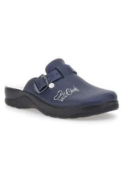 Ciabatte Blu Made In Italy Con Sottopiede In Vera Pelle Mrs Chef 8005