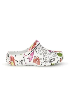 Ciabatte clog bianche con stampa floreale Woz 7