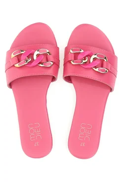 Ciabatte Flat Rosa Con Catena Mon Dieu 3396