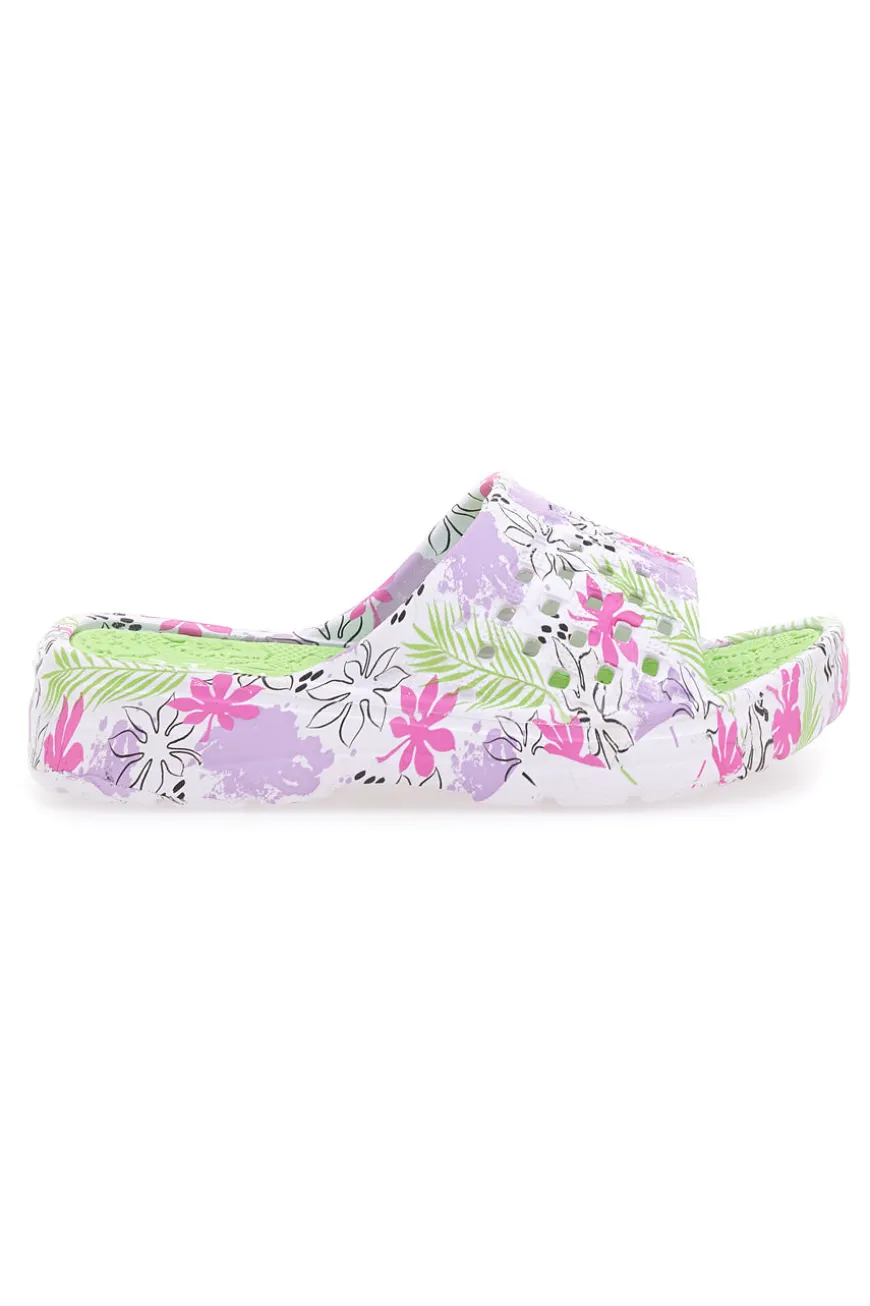 Ciabatte floreali multicolore suola alta 2T2L 22021